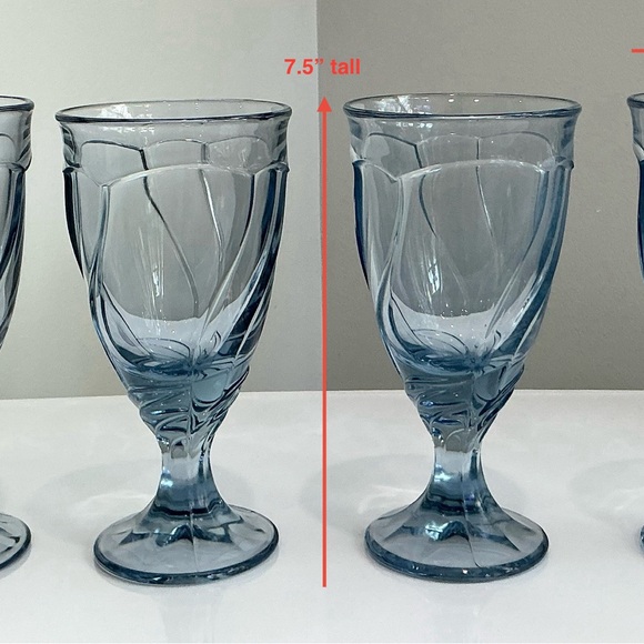 Noritake Other - Set of 4 Vintage Noritake Swirl Ice Blue Thick Stemmed Wine or Drinking Glasses